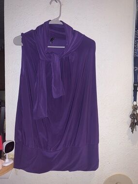 jason maxwell Purple Sleeveless Tie-Neck Blouse